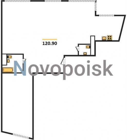 Трёхкомнатная квартира 120.9 м²