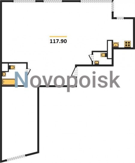 Трёхкомнатная квартира 117.9 м²