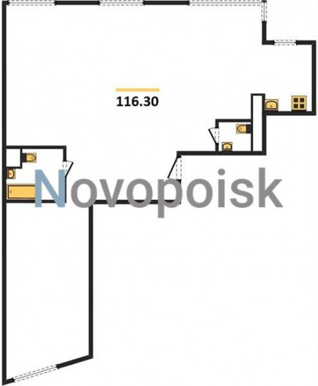 Трёхкомнатная квартира 116.3 м²
