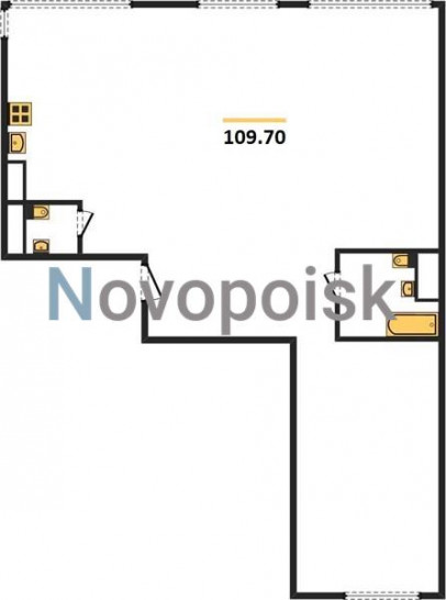 Трёхкомнатная квартира 109.7 м²